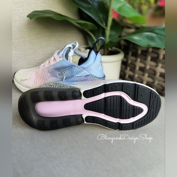 Bling Ombre Nike Air Max 270 Womens Sneakers Shoes Customized with Crystals - Picture 4 of 7